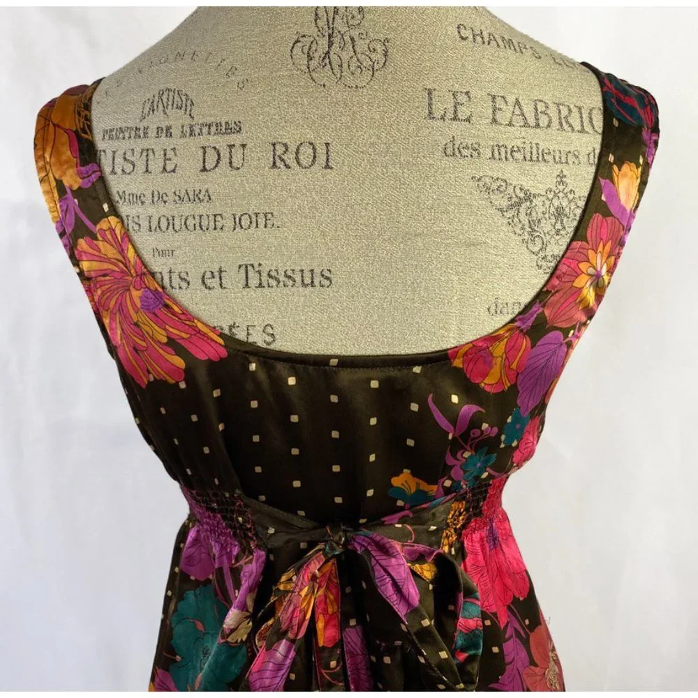 Anthropologie Flounce Brown Floral Halter Dress - Picture 9 of 11